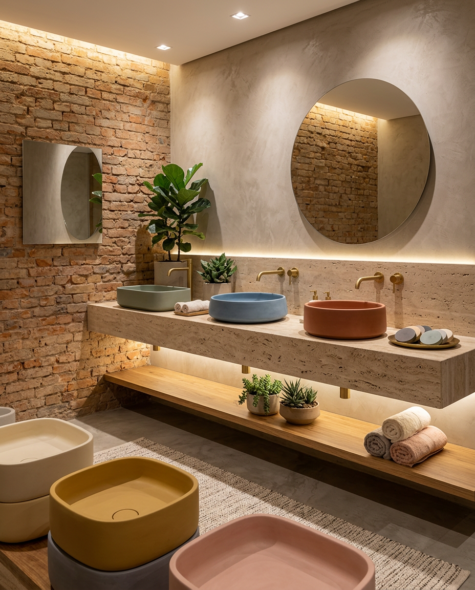 Superfície Cubas Artesanais Revest Concreto Design